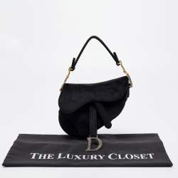 Pre Owned Dior Black Velvet Mini Crystal Embellished Saddle Bag