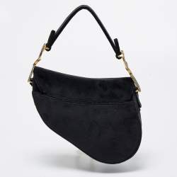 Pre Owned Dior Black Velvet Mini Crystal Embellished Saddle Bag