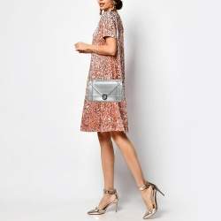 Dior Silver Micro Cannage Patent Leather Medium Diorama Shoulder Bag