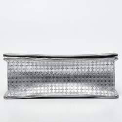 Dior Silver Micro Cannage Patent Leather Medium Diorama Shoulder Bag
