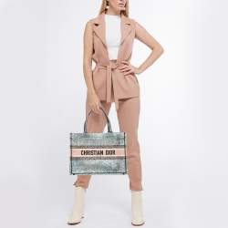 Pre Owned Dior Multicolor Embroidered Lurex Fabric  Book Tote 