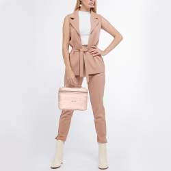 Pre Owned Dior Light Pink Canvas D Lite Vanity Case Bag