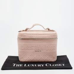Pre Owned Dior Light Pink Canvas D Lite Vanity Case Bag