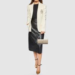Pre Owned Dior Grey Cannage Patent Leather Lady Dior Wallet on Chain
