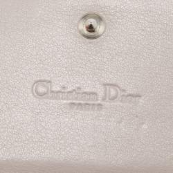Pre Owned Dior Grey Cannage Patent Leather Lady Dior Wallet on Chain