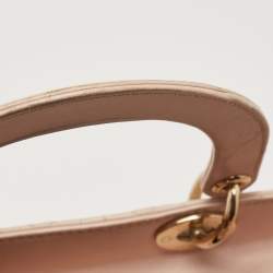 Pre Owned Dior Light Pink Cannage Leather Large Lady Dior Tote
