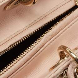 Pre Owned Dior Light Pink Cannage Leather Large Lady Dior Tote