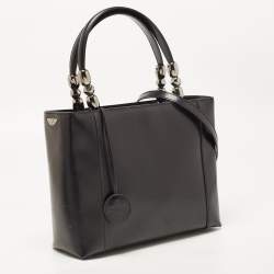 Pre Owned Dior Black Leather Medium Malice Pearl Tote