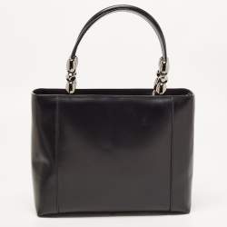 Pre Owned Dior Black Leather Medium Malice Pearl Tote