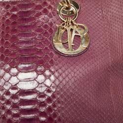 Pre Owned Dior Purple Python Large Lady Dior Tote