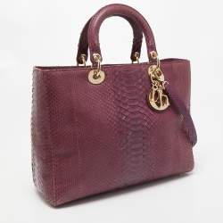 Pre Owned Dior Purple Python Large Lady Dior Tote