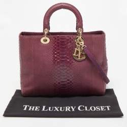 Pre Owned Dior Purple Python Large Lady Dior Tote
