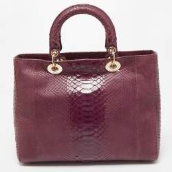 Pre Owned Dior Purple Python Large Lady Dior Tote