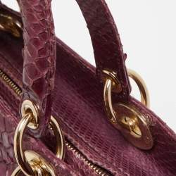 Pre Owned Dior Purple Python Large Lady Dior Tote