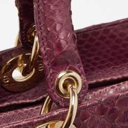 Pre Owned Dior Purple Python Large Lady Dior Tote
