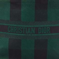Pre Owned Dior Black/Green Checkered Canvas Large Book Tote