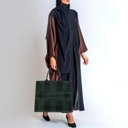 Pre Owned Dior Black/Green Checkered Canvas Large Book Tote