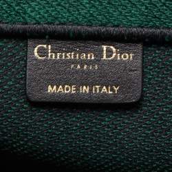 Pre Owned Dior Black/Green Checkered Canvas Large Book Tote