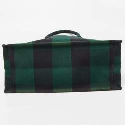 Pre Owned Dior Black/Green Checkered Canvas Large Book Tote