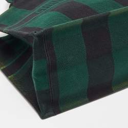 Pre Owned Dior Black/Green Checkered Canvas Large Book Tote