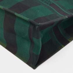 Pre Owned Dior Black/Green Checkered Canvas Large Book Tote