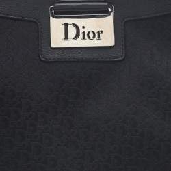 Dior Black Oblique Canvas and Leather Satchel