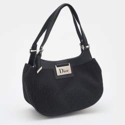 Dior Black Oblique Canvas and Leather Satchel