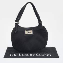 Dior Black Oblique Canvas and Leather Satchel