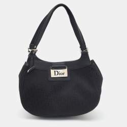 Dior Black Oblique Canvas and Leather Satchel
