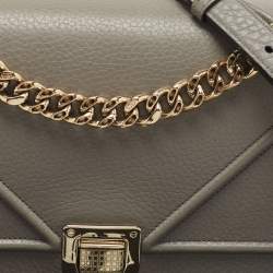 Pre Owned Dior Grey Leather Medium Diorama Shoulder Bag
