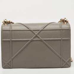 Pre Owned Dior Grey Leather Medium Diorama Shoulder Bag