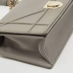 Pre Owned Dior Grey Leather Medium Diorama Shoulder Bag