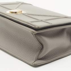 Pre Owned Dior Grey Leather Medium Diorama Shoulder Bag