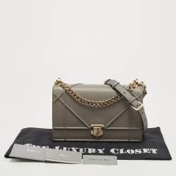Pre Owned Dior Grey Leather Medium Diorama Shoulder Bag