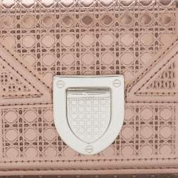 Pre Owned Dior Metallic Micro Cannage Patent Leather Diorama Trifold Wallet