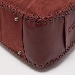 Pre Owned Christian Dior Dark Red Oblique Nylon and Leather Ethnic Braided Bag