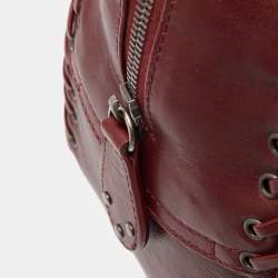 Pre Owned Christian Dior Dark Red Oblique Nylon and Leather Ethnic Braided Bag