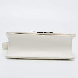 Pre Owned Dior Off White Leather 30 Montaigne Chain Top Handle Bag