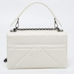 Pre Owned Dior Off White Leather 30 Montaigne Chain Top Handle Bag