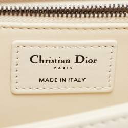 Pre Owned Dior Off White Leather 30 Montaigne Chain Top Handle Bag