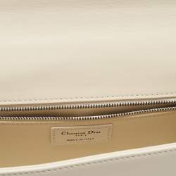 Pre Owned Dior Off White Leather 30 Montaigne Chain Top Handle Bag
