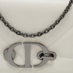 Pre Owned Dior Off White Leather 30 Montaigne Chain Top Handle Bag