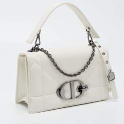Pre Owned Dior Off White Leather 30 Montaigne Chain Top Handle Bag