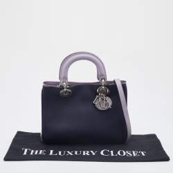 Pre Owned Dior Tri Color Leather and Watersnake Leather Mini Diorissimo Tote