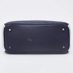 Pre Owned Dior Tri Color Leather and Watersnake Leather Mini Diorissimo Tote