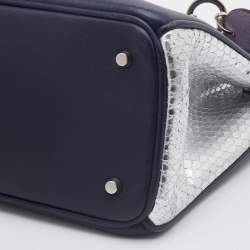 Pre Owned Dior Tri Color Leather and Watersnake Leather Mini Diorissimo Tote