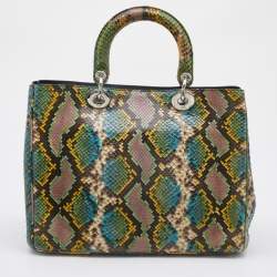 Pre Owned Dior Multicolor Python Medium Diorissimo Shopper Tote