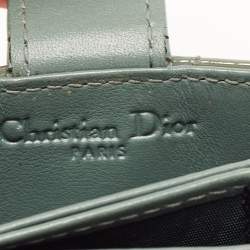 Pre Owned Dior Green Cannage Patent Leather 5 Gusset Card Holder