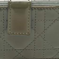 Pre Owned Dior Green Cannage Patent Leather 5 Gusset Card Holder