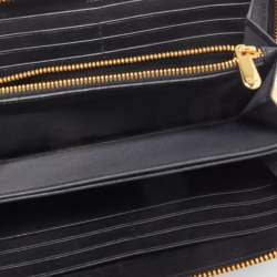 Pre Owned Dior Black Cannage Patent Leather Lady Dior Continental Wallet